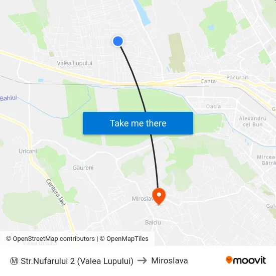 Ⓜ Str.Nufarului 2 (Valea Lupului) to Miroslava map