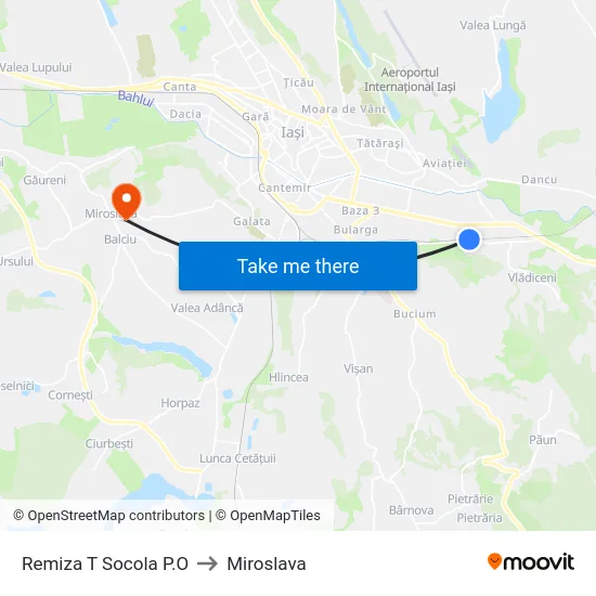 Remiza T Socola P.O to Miroslava map