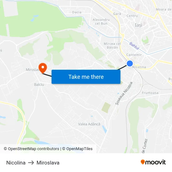 Nicolina to Miroslava map