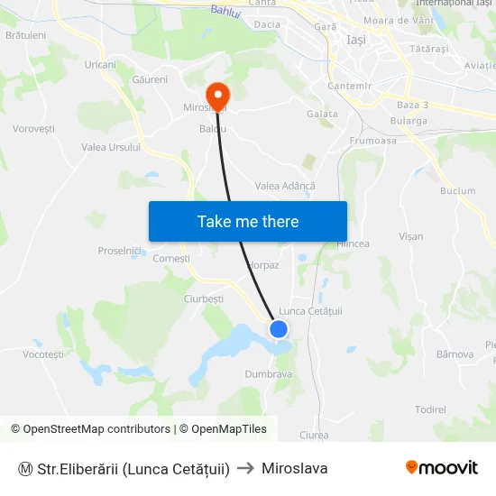 Ⓜ Str.Eliberării (Lunca Cetățuii) to Miroslava map