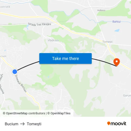 Bucium to Tomeşti map