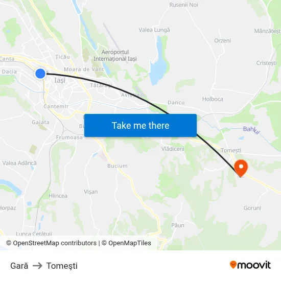 Gară to Tomeşti map