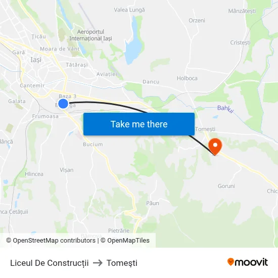 Liceul De Construcții to Tomeşti map