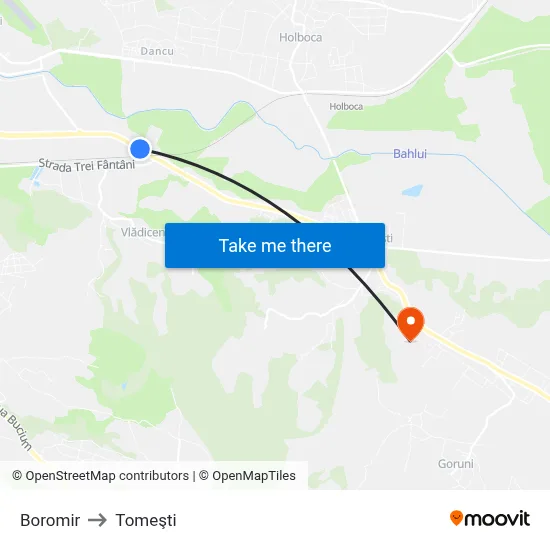 Boromir to Tomeşti map