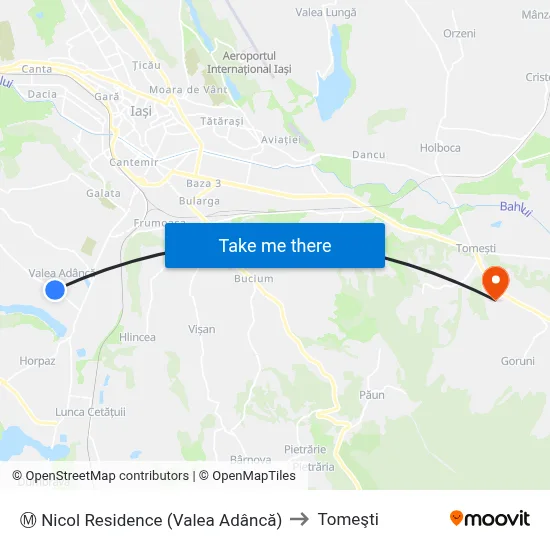 Ⓜ Nicol Residence (Valea Adâncă) to Tomeşti map