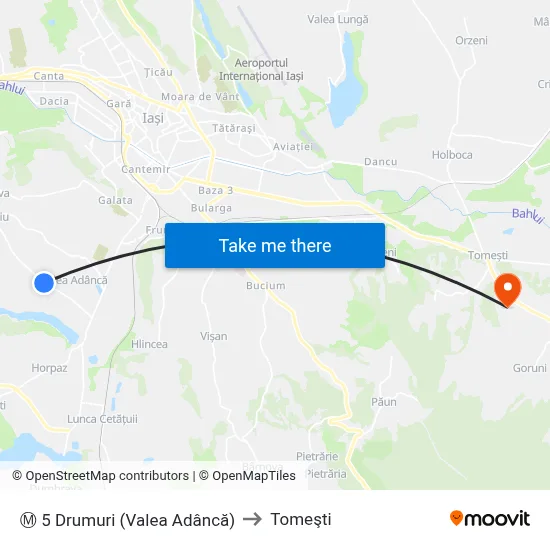 Ⓜ 5 Drumuri (Valea Adâncă) to Tomeşti map