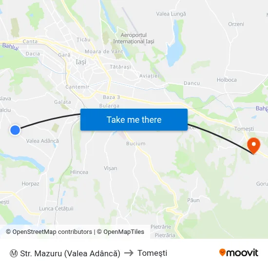 Ⓜ Str. Mazuru (Valea Adâncă) to Tomeşti map