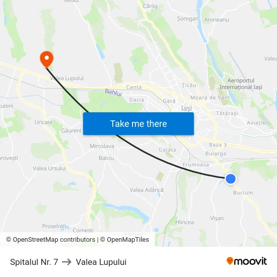 Spitalul Nr. 7 to Valea Lupului map