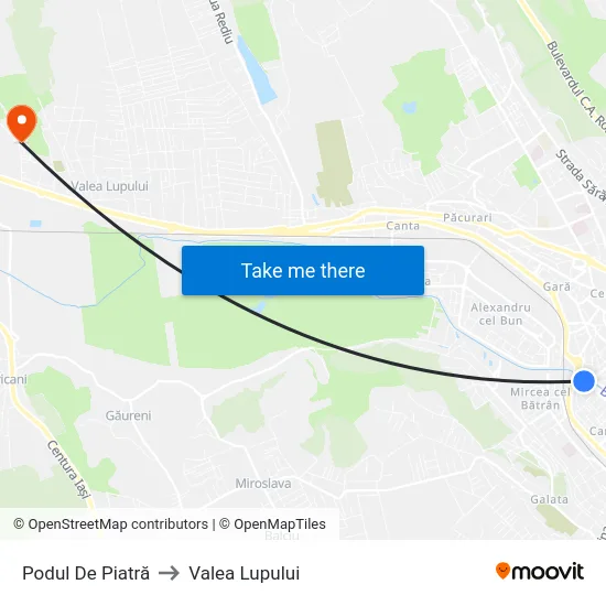 Podul De Piatră to Valea Lupului map