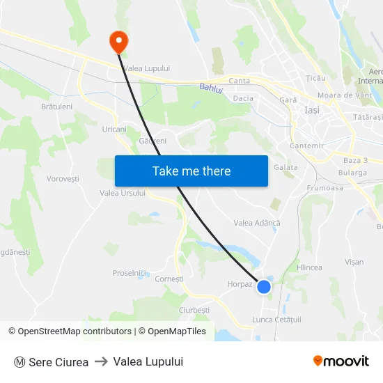 Ⓜ Sere Ciurea to Valea Lupului map