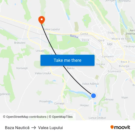 Baza Nautică to Valea Lupului map