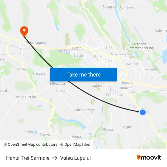 Hanul Trei Sarmale to Valea Lupului map
