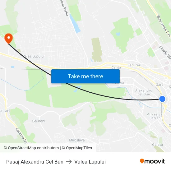 Pasaj Alexandru Cel Bun to Valea Lupului map