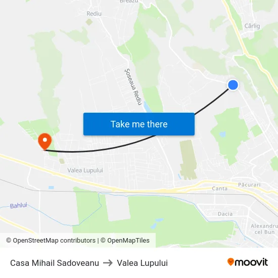 Casa Mihail Sadoveanu to Valea Lupului map