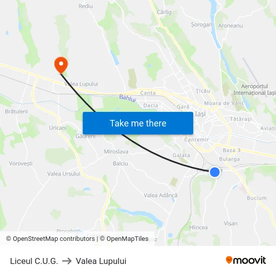 Liceul C.U.G. to Valea Lupului map