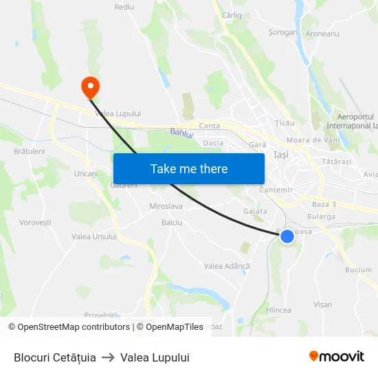 Blocuri Cetățuia to Valea Lupului map