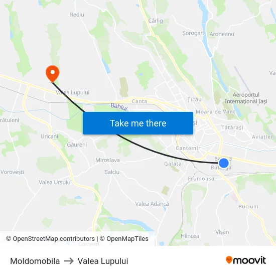 Moldomobila to Valea Lupului map