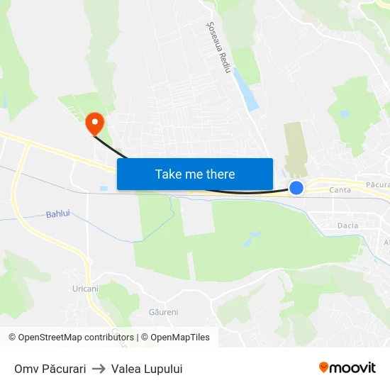 Omv Păcurari to Valea Lupului map
