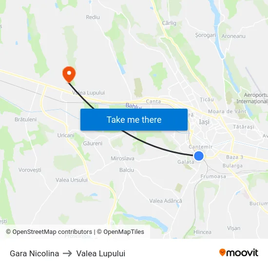Gara Nicolina to Valea Lupului map