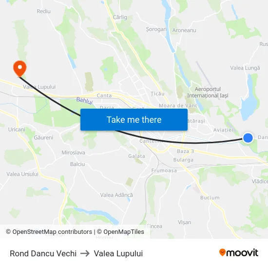Rond Dancu Vechi to Valea Lupului map