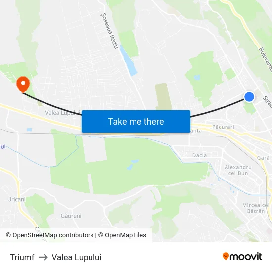 Triumf to Valea Lupului map