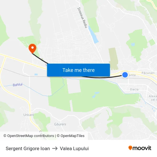 Sergent Grigore Ioan to Valea Lupului map