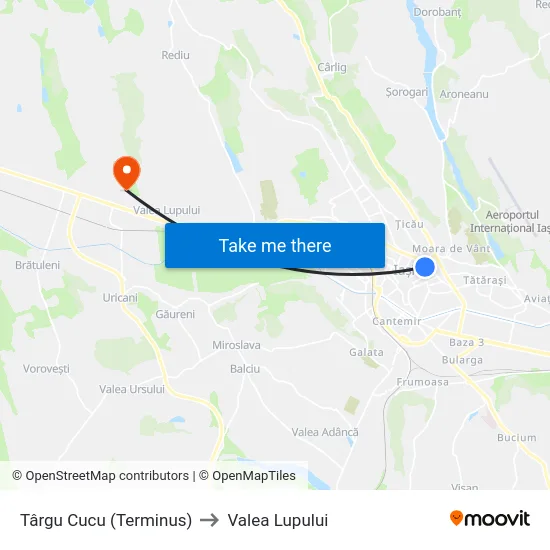 Târgu Cucu (Terminus) to Valea Lupului map