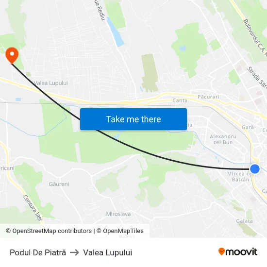 Podul De Piatră to Valea Lupului map