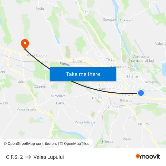 C.F.S. 2 to Valea Lupului map