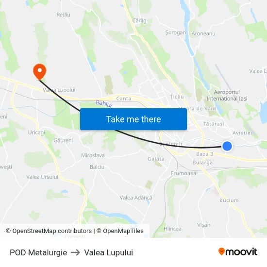 POD Metalurgie to Valea Lupului map