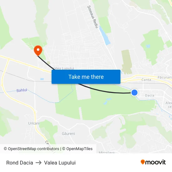 Rond Dacia to Valea Lupului map