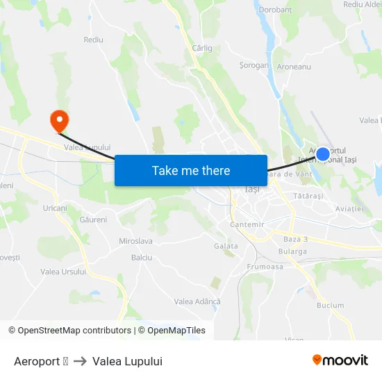 Aeroport ✈ to Valea Lupului map