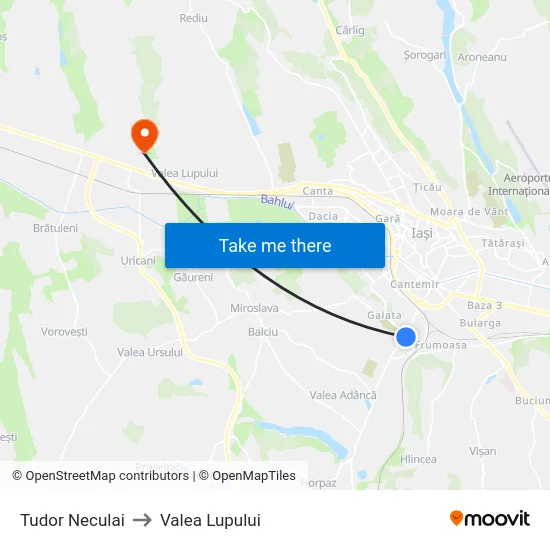 Tudor Neculai to Valea Lupului map