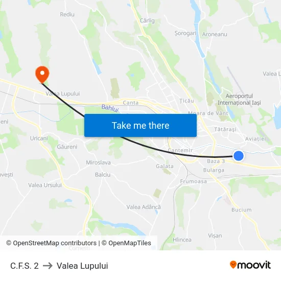 C.F.S. 2 to Valea Lupului map