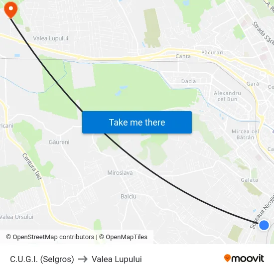 C.U.G.I. (Selgros) to Valea Lupului map