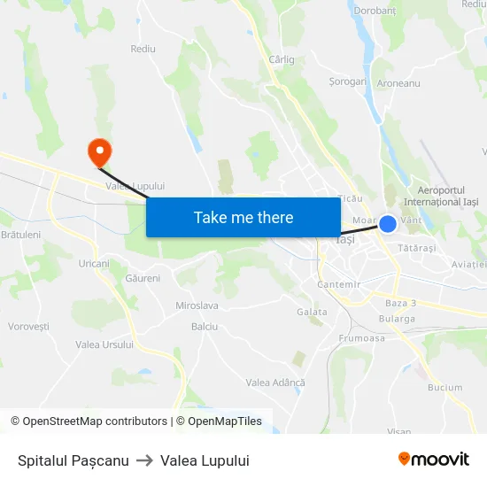 Spitalul Pașcanu to Valea Lupului map