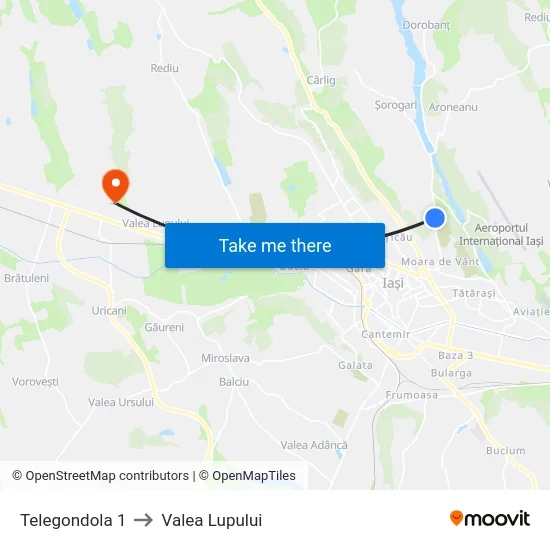 Telegondola 1 to Valea Lupului map