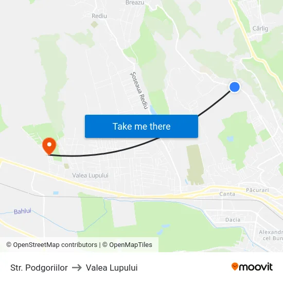 Str. Podgoriilor to Valea Lupului map