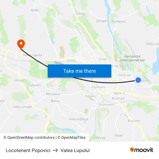 Locotenent Popovici to Valea Lupului map