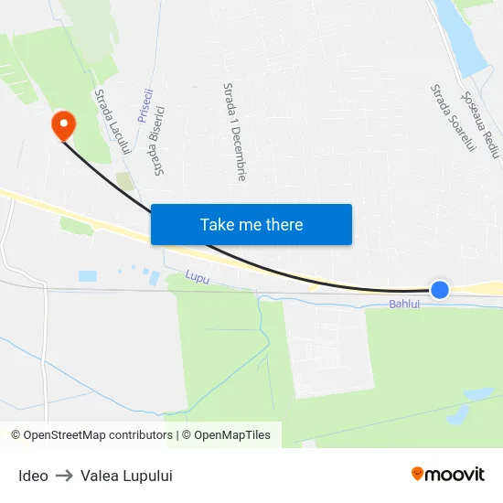 Ideo to Valea Lupului map