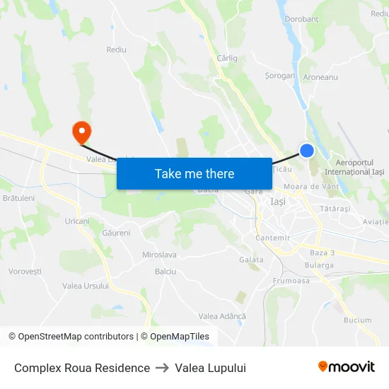 Complex Roua Residence to Valea Lupului map