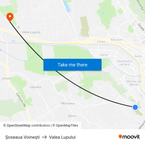 Şoseaua Voineşti to Valea Lupului map