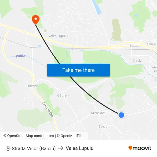 Ⓜ Strada Viilor (Balciu) to Valea Lupului map