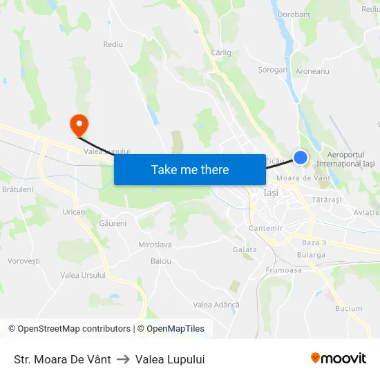 Str. Moara De Vânt to Valea Lupului map