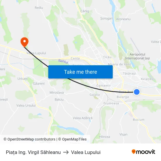 Piața Ing. Virgil Săhleanu to Valea Lupului map