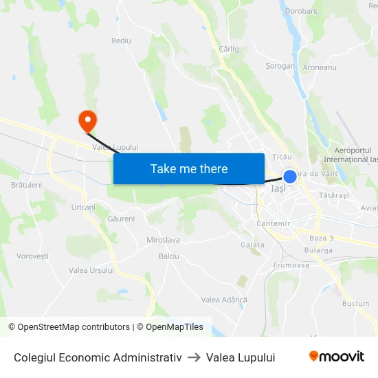 Colegiul Economic Administrativ to Valea Lupului map