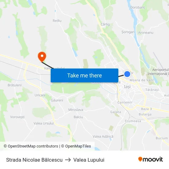 Strada Nicolae Bălcescu to Valea Lupului map