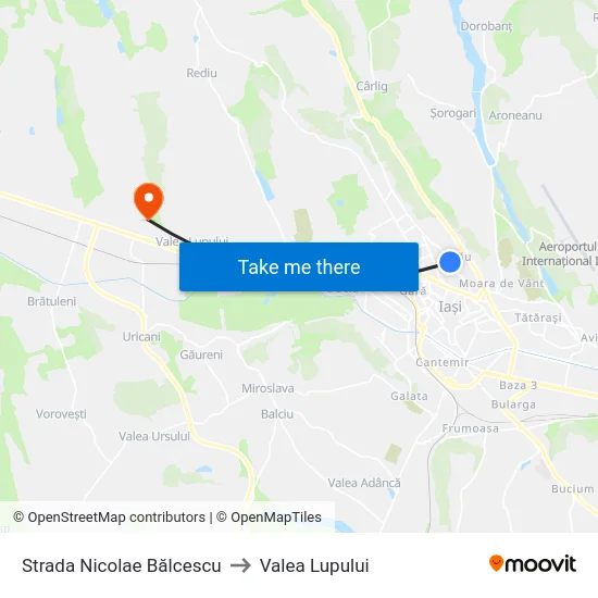 Strada Nicolae Bălcescu to Valea Lupului map