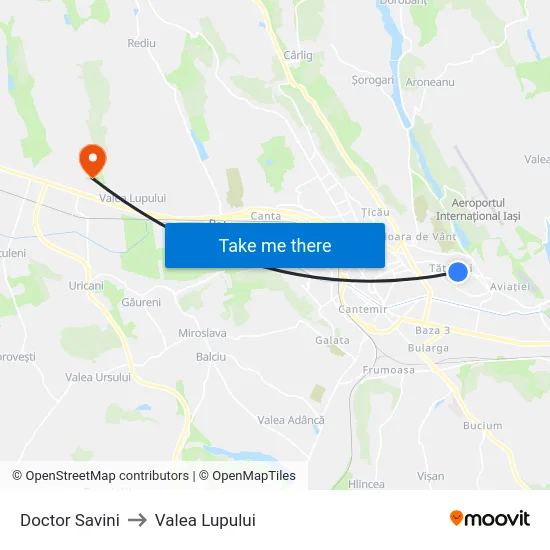 Doctor Savini to Valea Lupului map