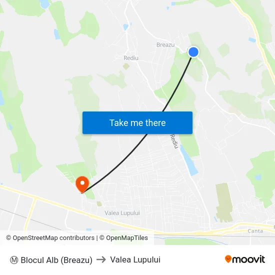 Ⓜ Blocul Alb (Breazu) to Valea Lupului map